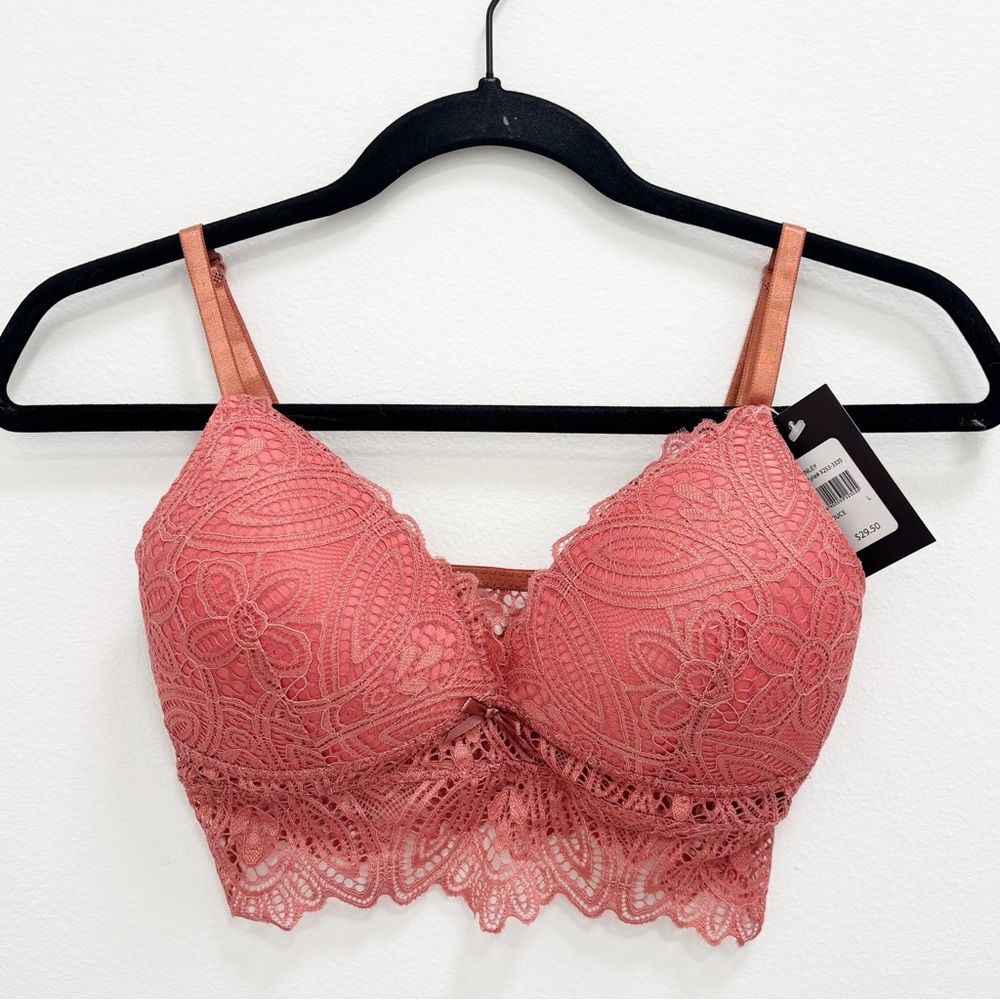 Frederick’s of Hollywood Finley Lace Bralette | Dusty Rose | Size L | NEW - Picture 3 of 8